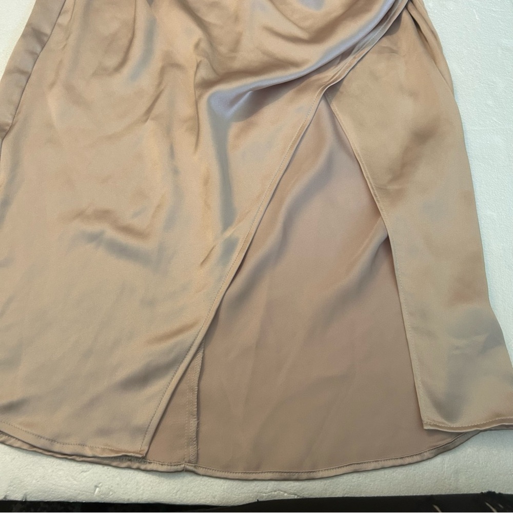 Rachel Zoe champagne silky elastic waist slit skirt - Picture 6 of 9